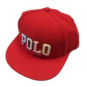 Polo Ralph Lauren Men's Red Embossed Logo Snapback Baseball Hat